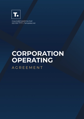 Free Corporation Operating Agreement Template to Edit Online