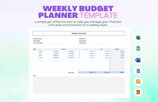 Weekly Budget Planner Template