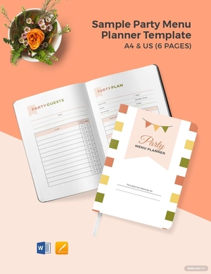Sample Party Menu Planner Template