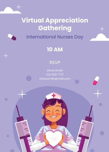 Free International Nurses Day Invitation Card Template to Edit Online