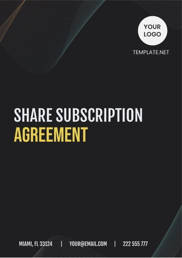 Free Share Subscription Agreement Template to Edit Online