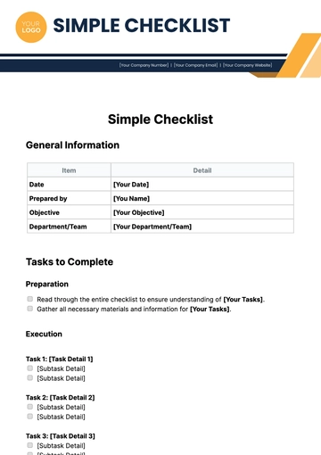 Free Simple Checklist Template to Edit Online