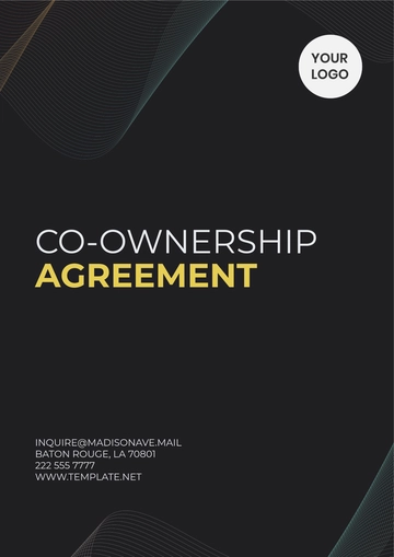 Free Professional Co-Ownership Agreement Template to Edit Online