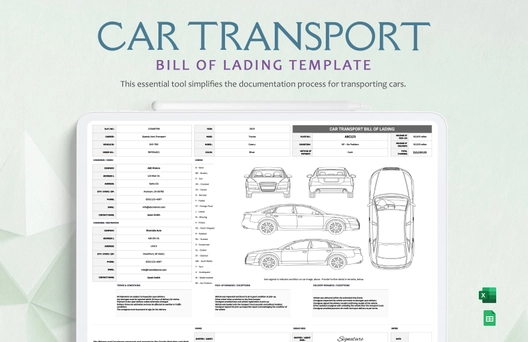 Car Transport Bill of Lading Template