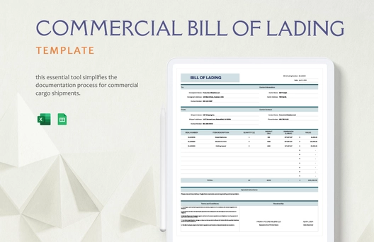 Commercial Bill of Lading Template