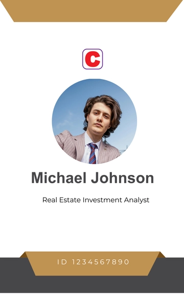 Free Real Estate Investment Analyst ID Card Template to Edit Online