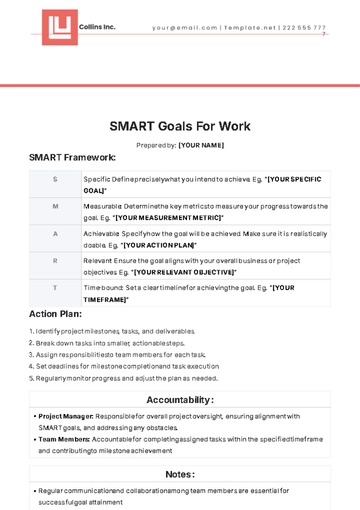 Free SMART Goals For Work Template to Edit Online