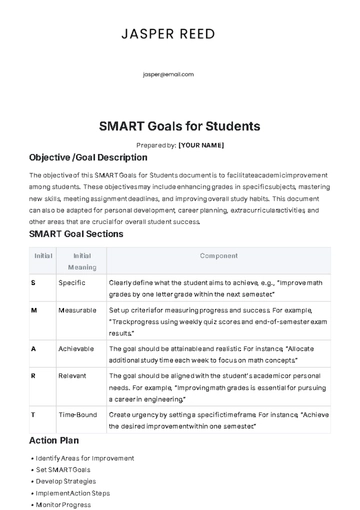 Free SMART Goals For Students Template to Edit Online