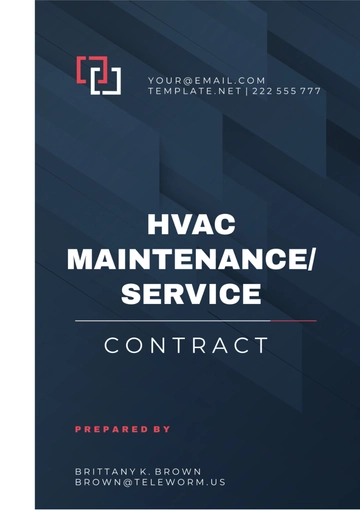 Free Hvac Maintenance/ Service Contract Template to Edit Online