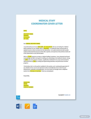 Medical Staff Coordinator Cover Letter