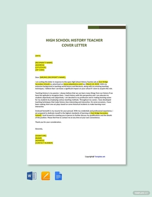 High School History Teacher Cover Letter