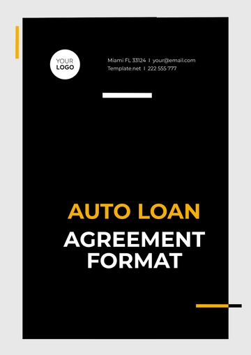 Free Auto Loan Agreement Format Template to Edit Online