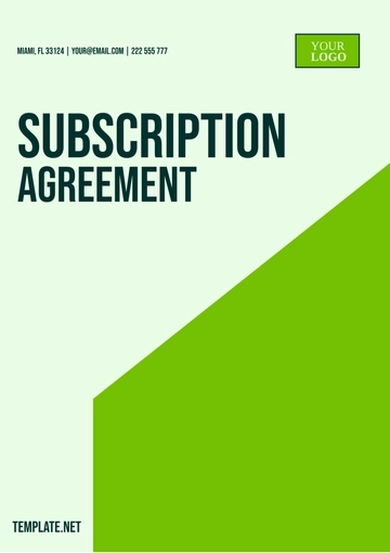 Free Subscription Agreement Template to Edit Online