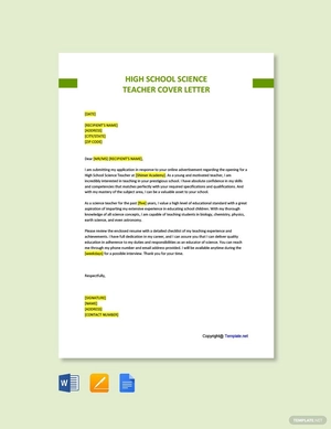 High School Science Teacher Cover Letter