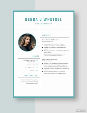 Owner Operator Resume