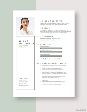 Promotions Manager Resume