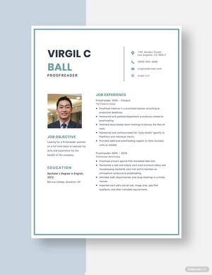 Proof-Reader Resume