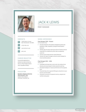 Prop Manager Resume