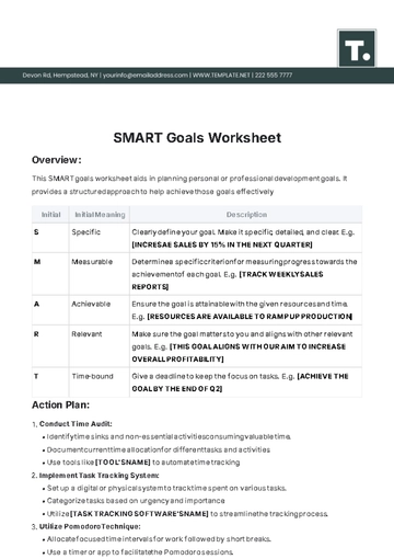 Free SMART Goals Worksheet Template to Edit Online