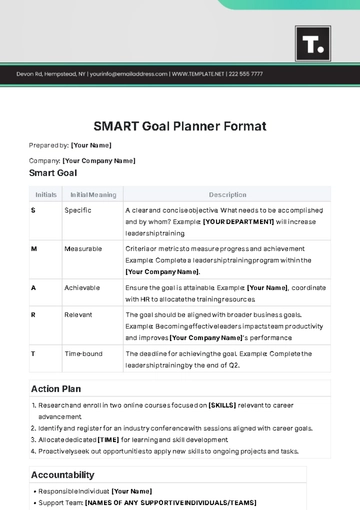 Free SMART Goal Planner Format Template to Edit Online