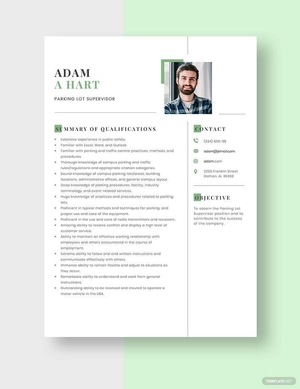 Parking Lot Supervisor Resume