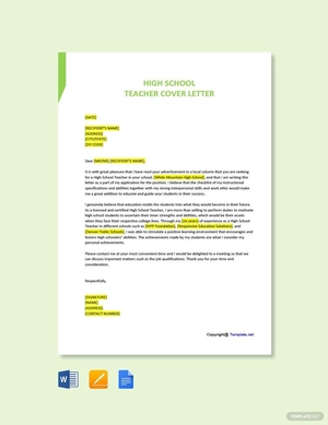 High School Teacher Cover Letter