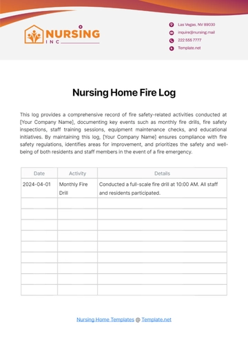 Free Nursing Home Fire Log Template to Edit Online
