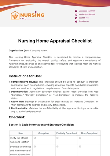 Free Nursing Home Appraisal Checklist Template to Edit Online Free Nursing Home Appraisal Checklist Template to Edit Online