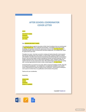 After School Coordinator Cover Letter