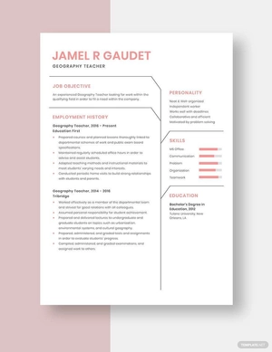 Geography Teacher Resume