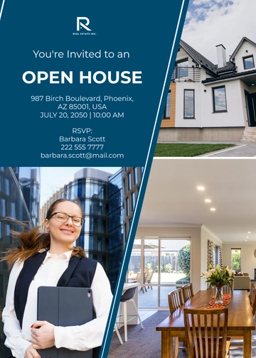 Free Real Estate Open House Invitation Card Template to Edit Online
