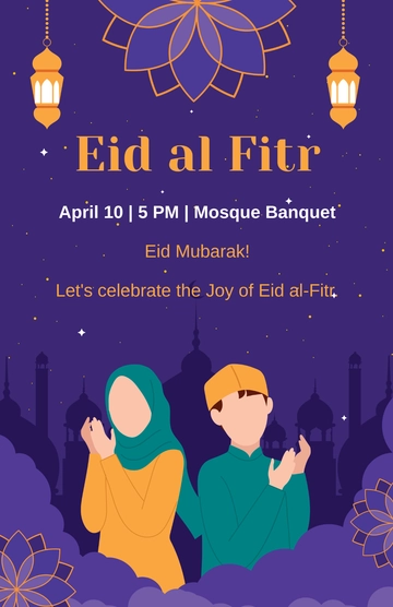 Free Eid Mubarak Celebration Poster Template to Edit Online