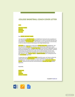 College Basketball Coach Cover Letter