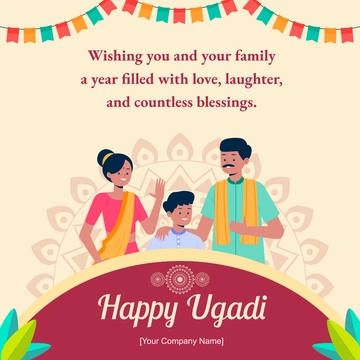 Free Happy Ugadi Facebook Post Template to Edit Online