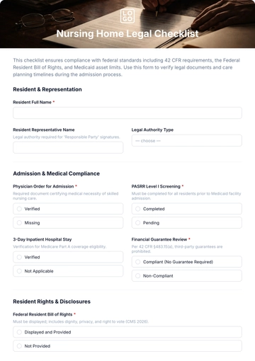 Free Nursing Home Legal Checklist Template & AI Maker