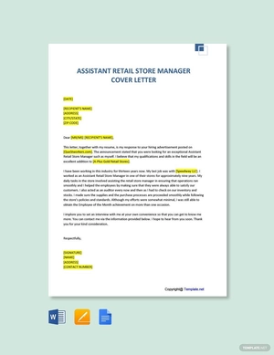 Assistant Retail Store Manager Cover Letter