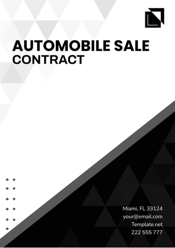 Free Automobile Sale Contract Template to Edit Online