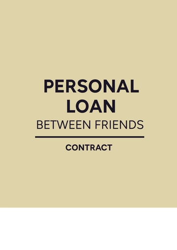 Free Personal Loan Between Friends Contract Template to Edit Online