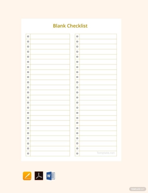 Sample Blank Checklist Template