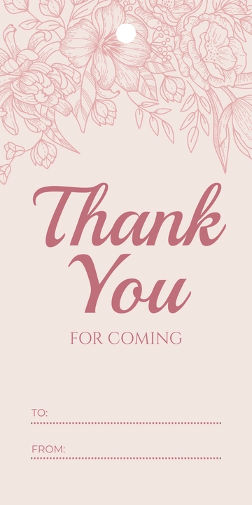 Free Thank you for Coming Tag Template to Edit Online