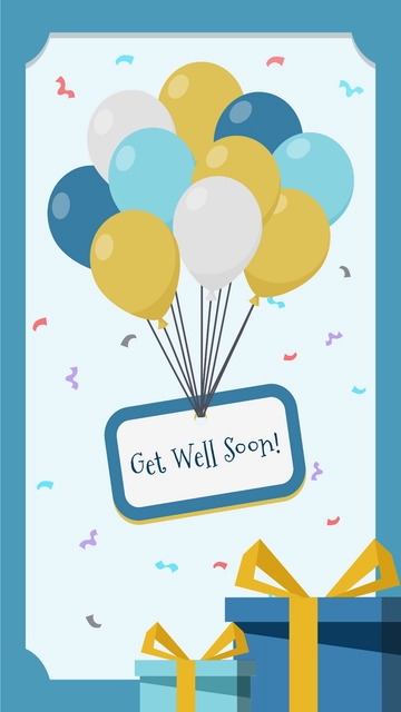 Free Get Well Soon Balloons Pop Up Card Template to Edit Online