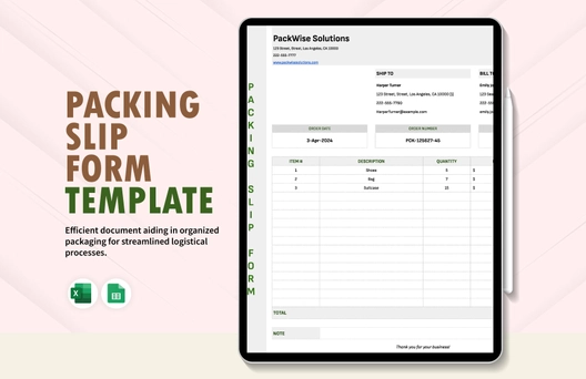 Packing Slip Form Template