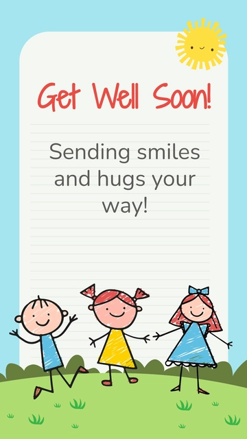 Free Get Well Soon Children's Card Template to Edit Online