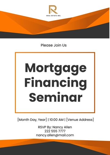 Free Mortgage Financing Seminar Invitation Card Template to Edit Online