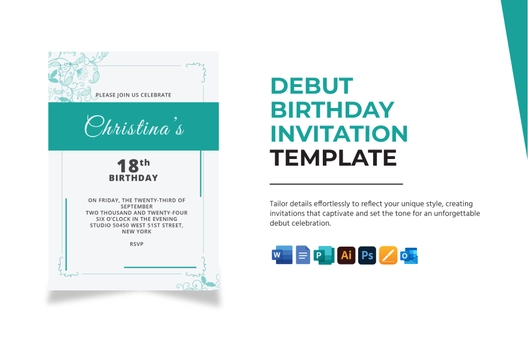 Debut Birthday Invitation Template