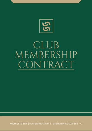 Free Club Membership Contract Template to Edit Online