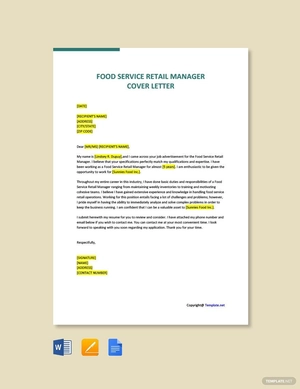Food Service Retail Manager Cover Letter