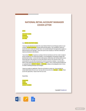 National Retail Account Manager Cover Letter