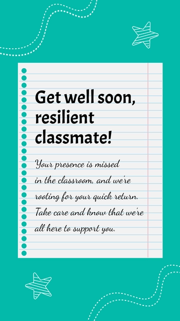 Free Get Well Soon Message For Classmate to Edit Online