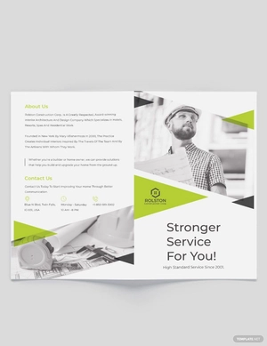 Civil Construction Company Bi-Fold Brochure Template